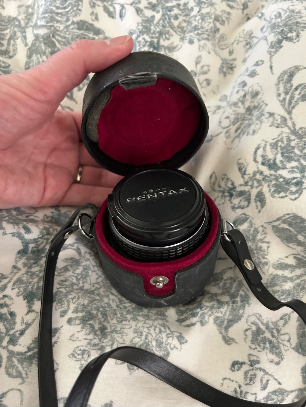 Vintage Pentax Camera Lens with Vintage Leather Case